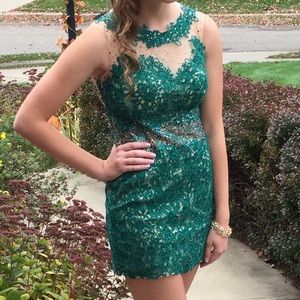 Emerald lace homecoming/formal dress
